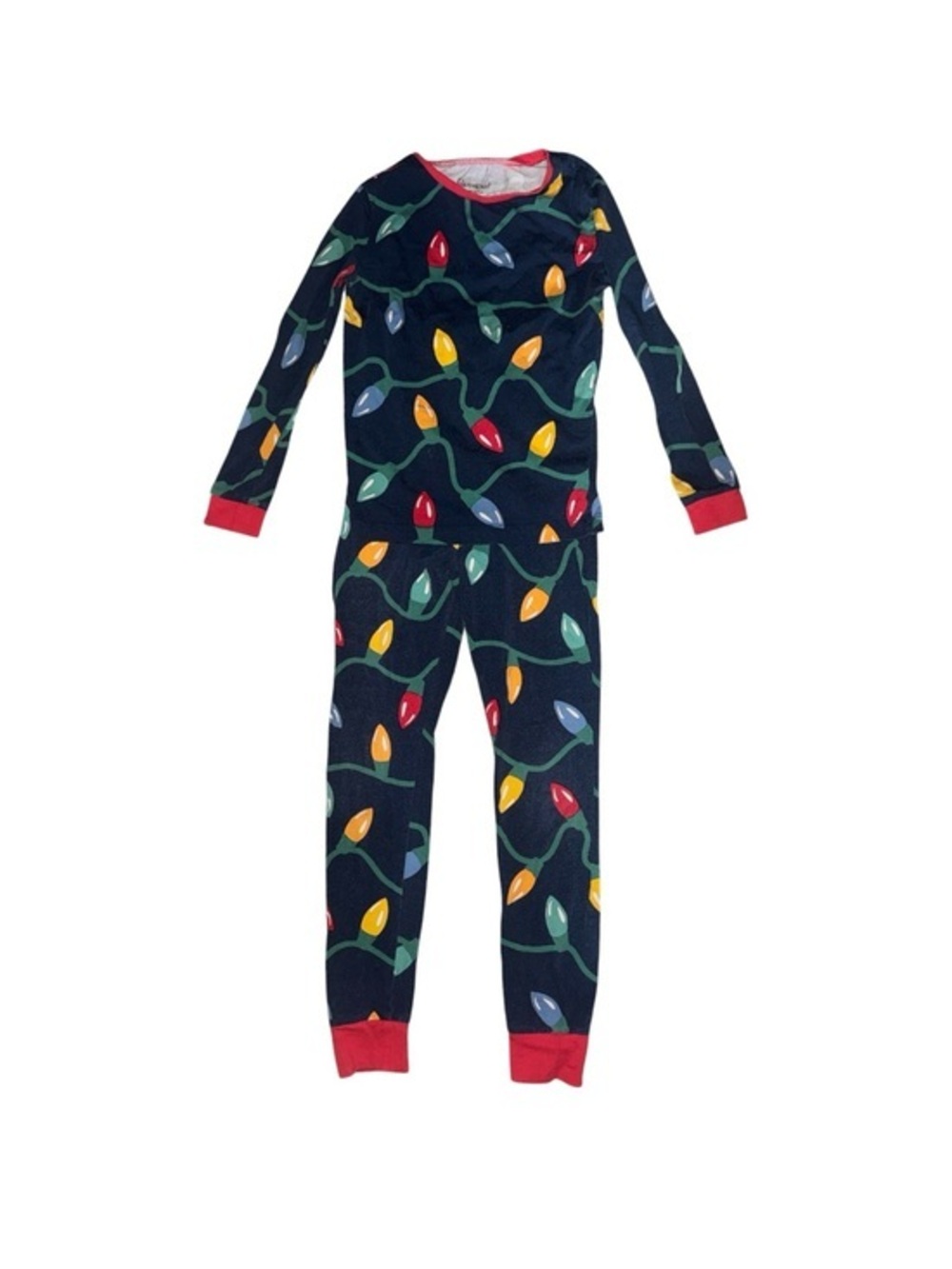 Pajamagram Cozy Kids Navy Pajama Set with Colorful Holiday Lights Christmas